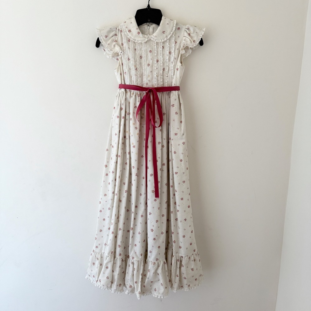 Elegant Cream Kids Formal Dress with Red Accents